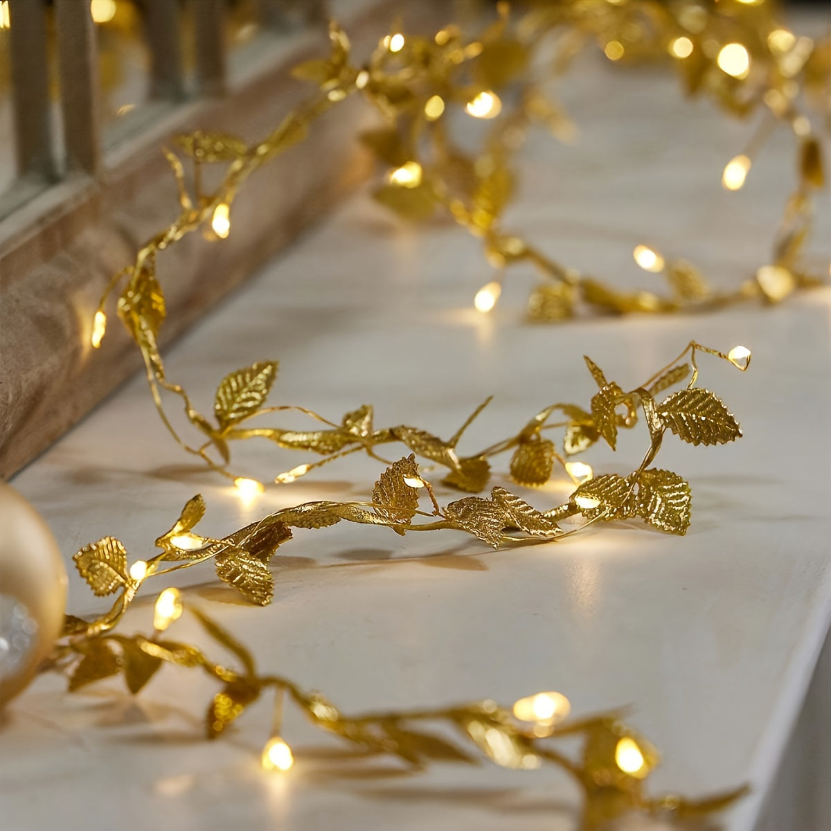 Golden Leaves Fairy Lights - Elegant Lighting for Table Settings and Parties