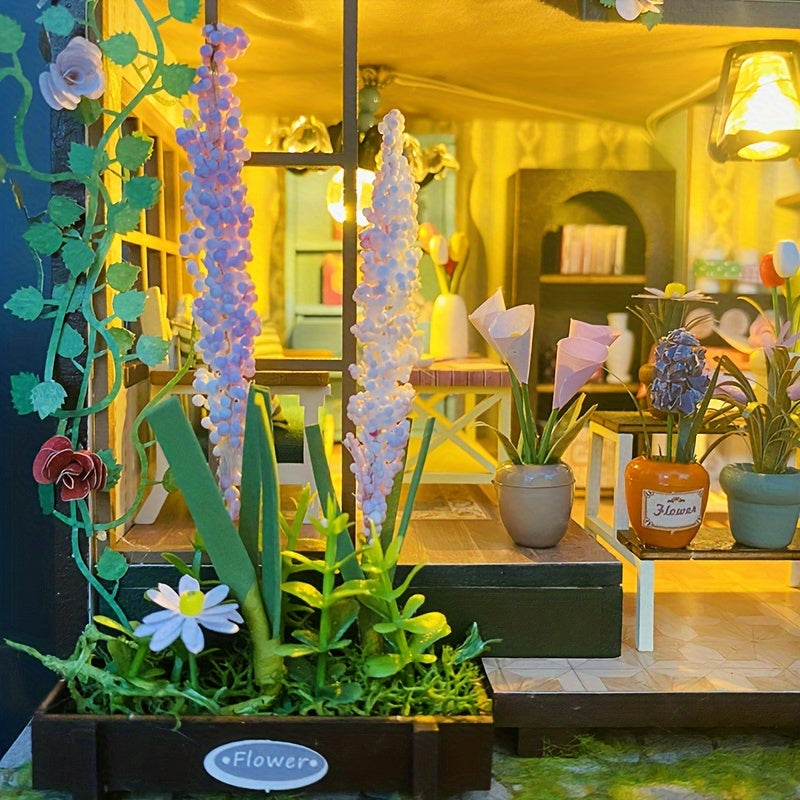DIY Miniature Greenhouse House with Lighting – Handmade 3D Puzzle for Creative Decoration