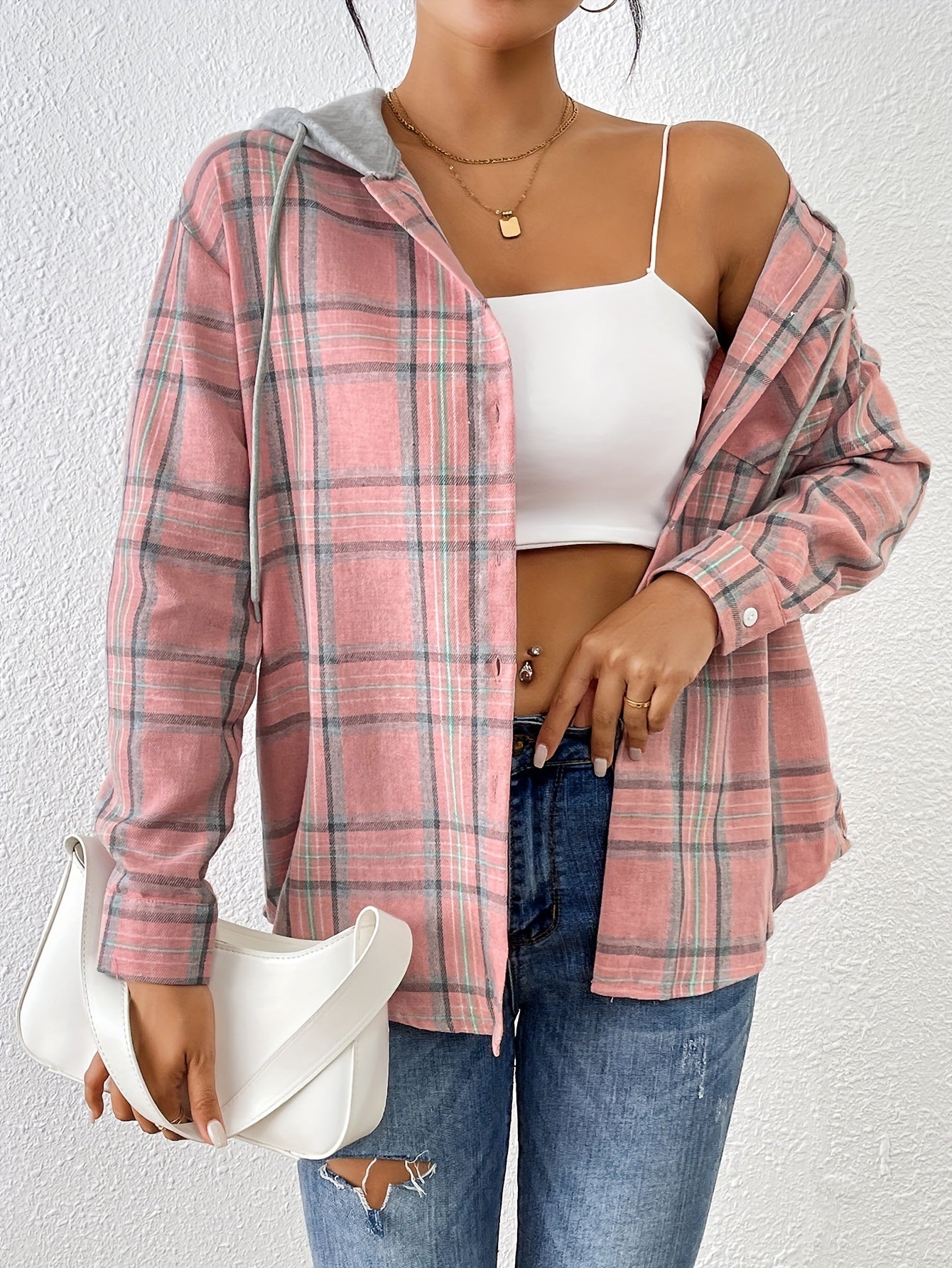 Light Checked Blouse with Hood – Stylish and Comfortable for Spring and Summer
