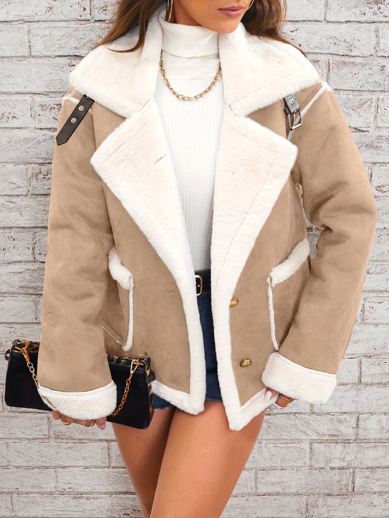 Plush Lapel Winter Coat – Stylish and Warm for the Cold Months