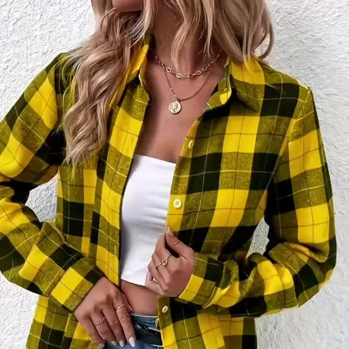 Casual Check Blouse – Stylish and Comfortable for Spring and Autumn