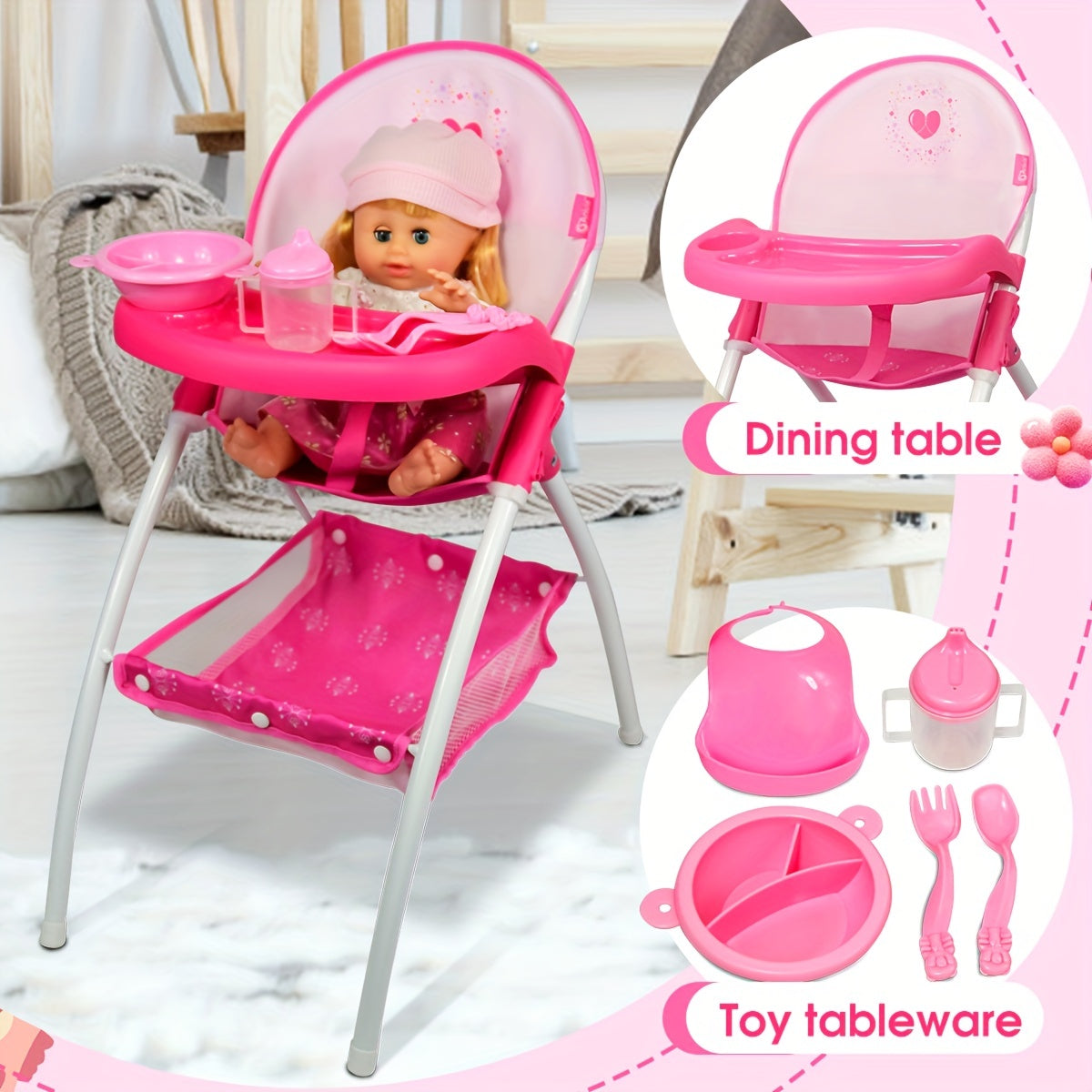 Doll High Chair Toy - Perfect for Playful Meals