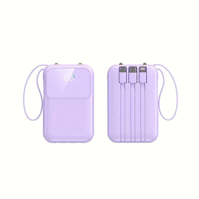 Ultimate Portable Power Bank 10000mAh - Fast Charging with Built-in Cables