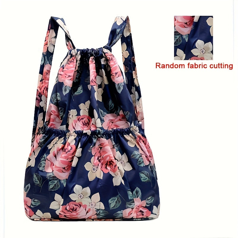 Geometric Nylon Backpack with Drawstring Closure – Perfect for Travel and Sports Activities