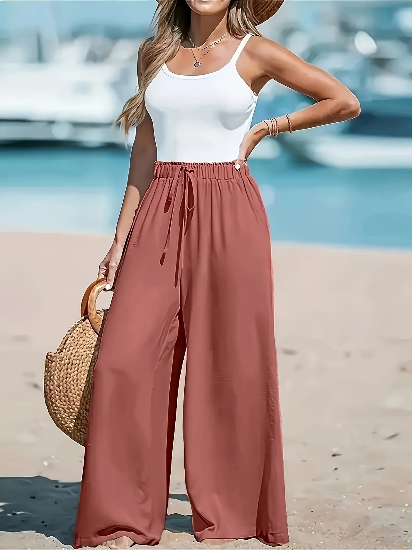 Ladies High Waist Wide Leg Pants – Comfortable and Elegant
