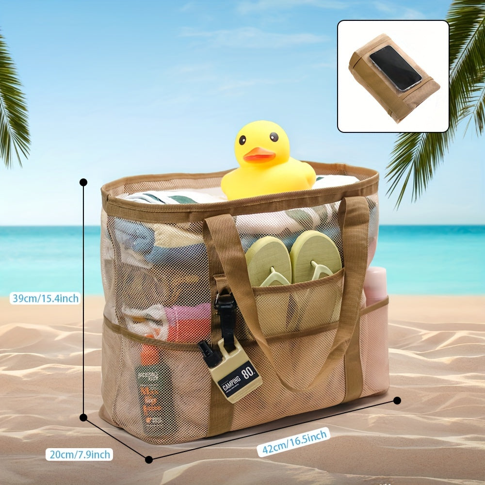 Light and Spacious Mesh Beach Bag – 40L Foldable Tote with Sturdy Shoulder Straps and Open Top