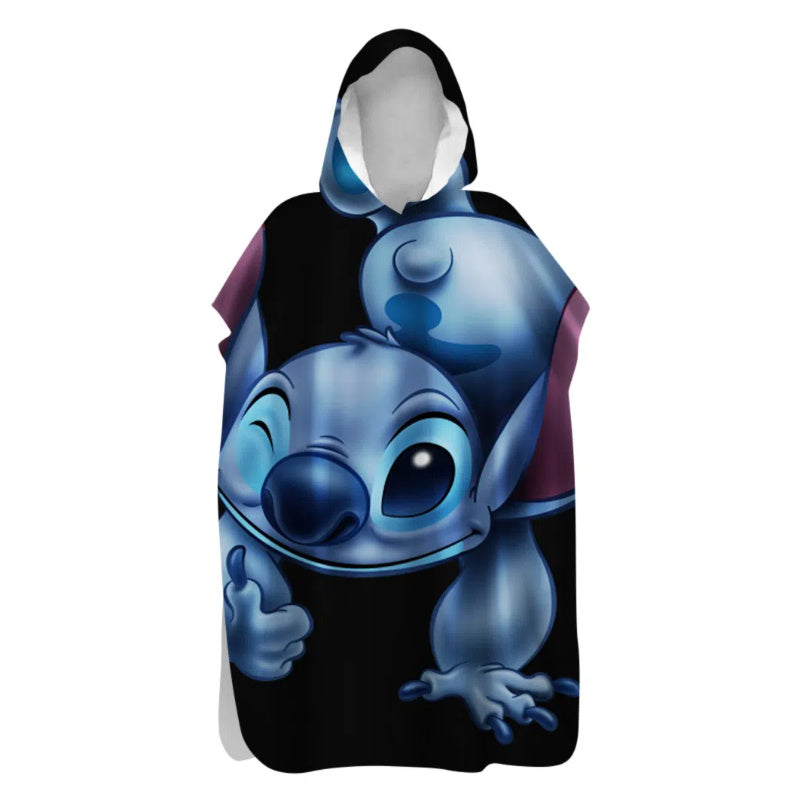 Stitch Microfiber Bath Cape with Hood – Quick-Drying and Suitable for Indoor and Outdoor Use