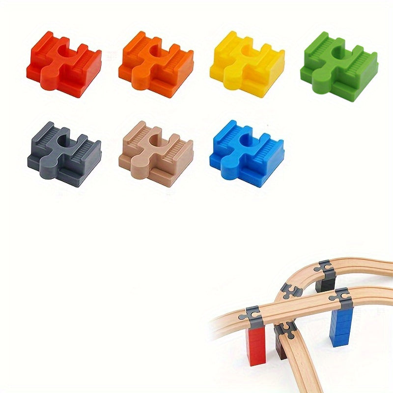Set of 7-14 Colorful Wooden Track Adapters – Adjustable Connectors for Model Building