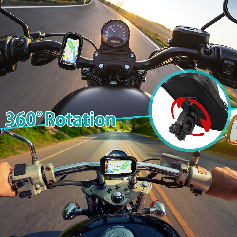 Waterproof Bicycle and Motorcycle Phone Holder – Handlebar Bag with 360° Rotation Option