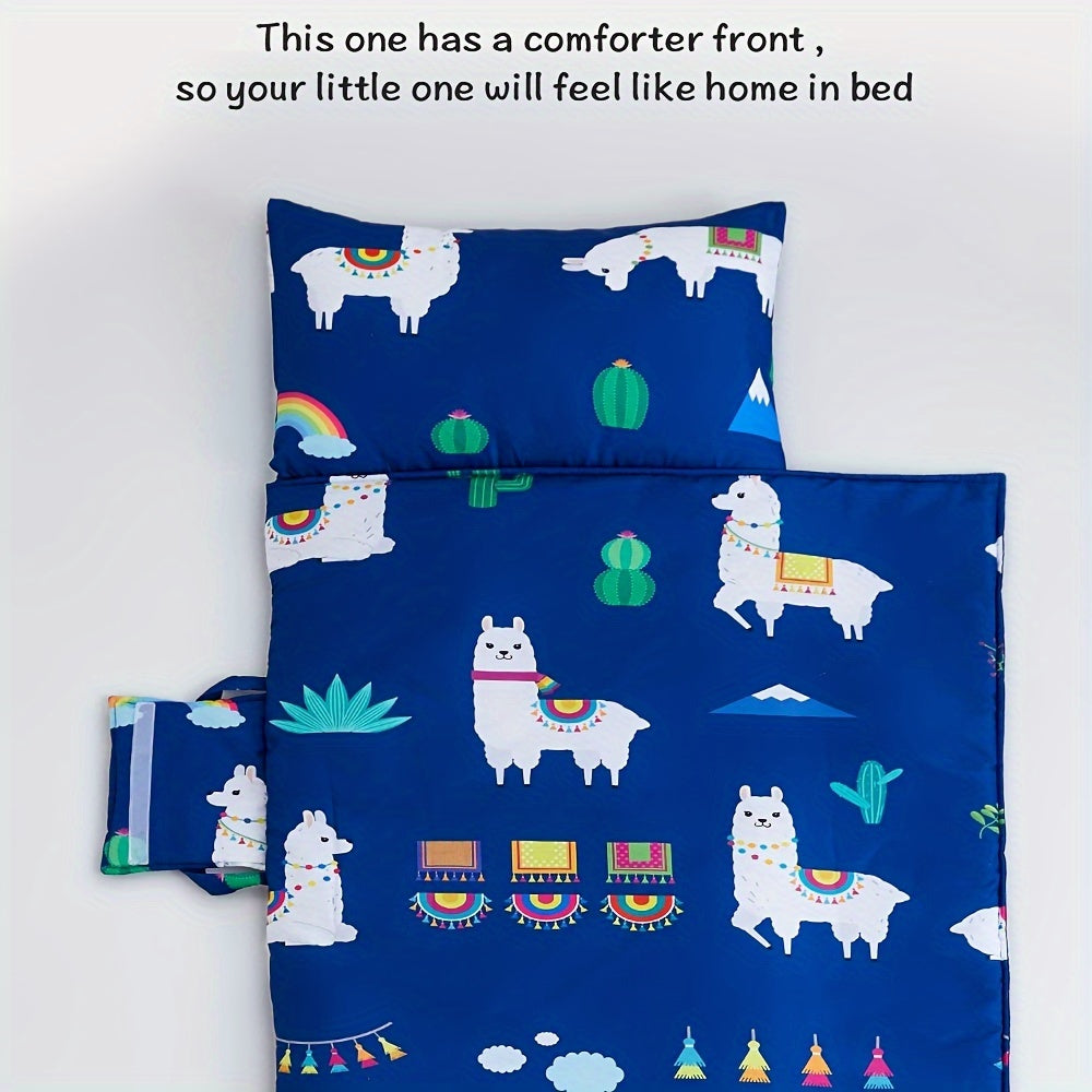Foldable Children's Sleeping Mat with Llamas – Soft & Convenient for Toddlers on the Go or at School