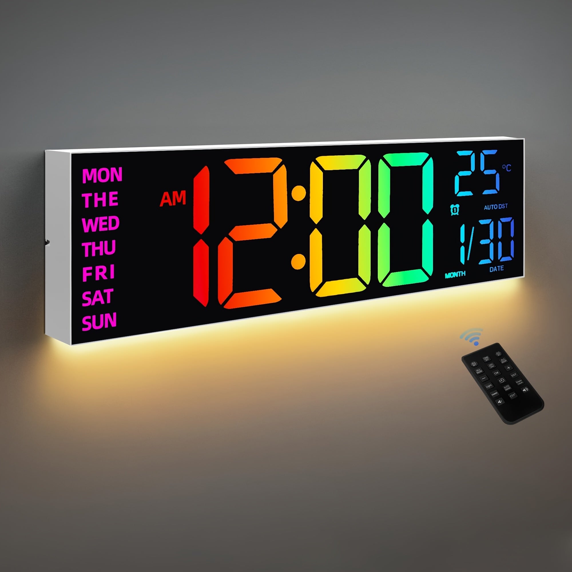 LumiWall Digital Wall Clock – Large, Colorful, and Easy to Read
