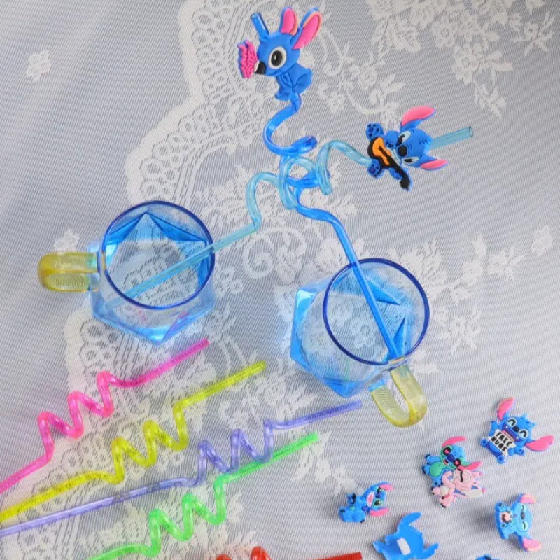 Stitch Reusable Straw Set – 16 Colorful Straws for Parties and Birthdays