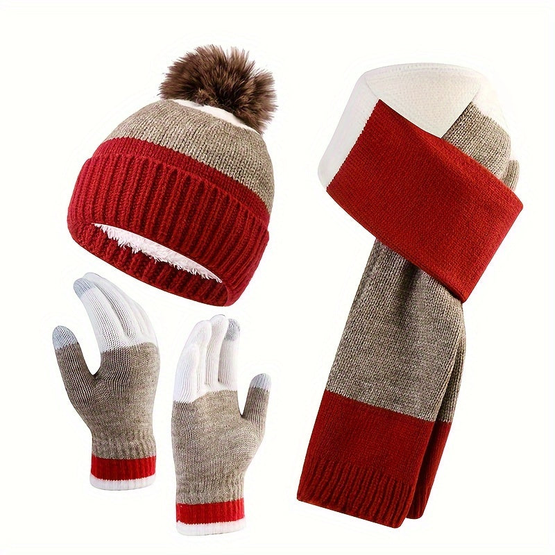 Trendy Winter Set - Hat, Scarf, and Gloves for Cold Days