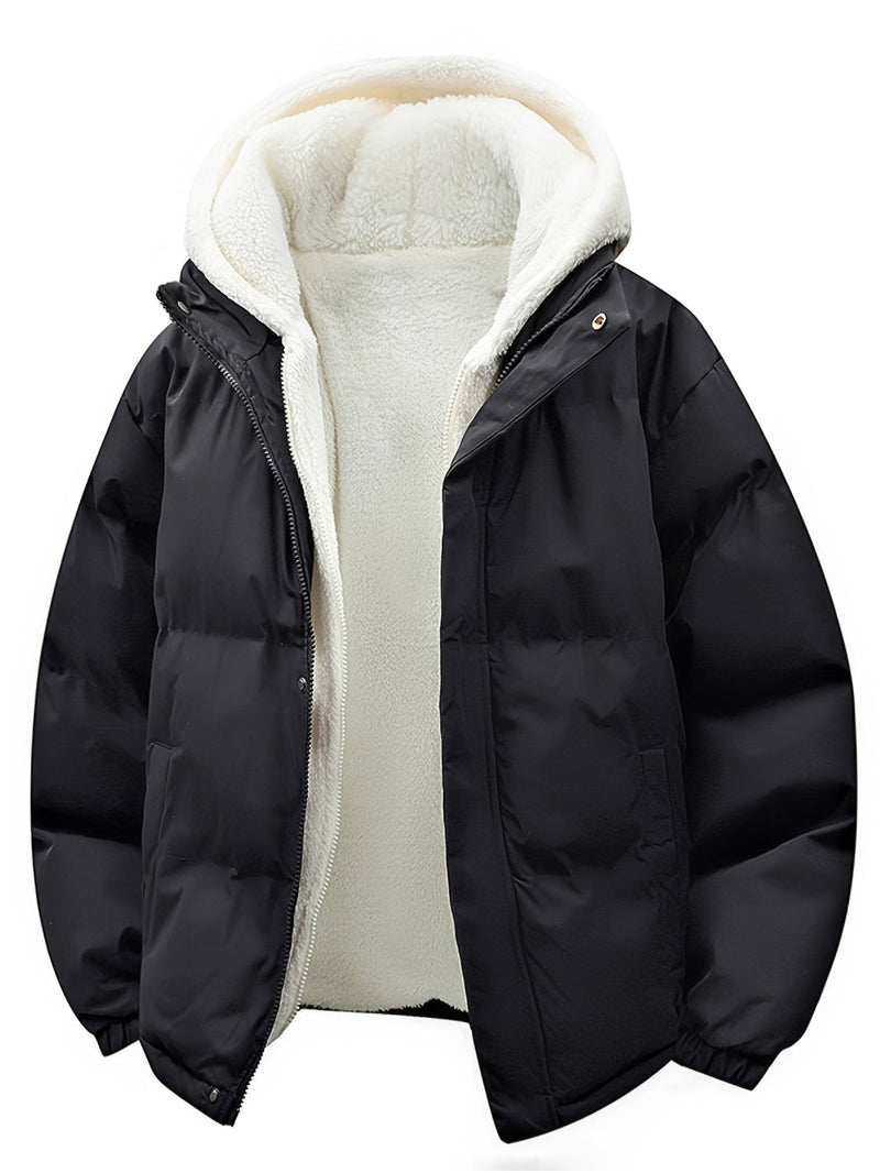 Padded Winter Coat with Teddy Lining and Hood – Casual Unisex Model