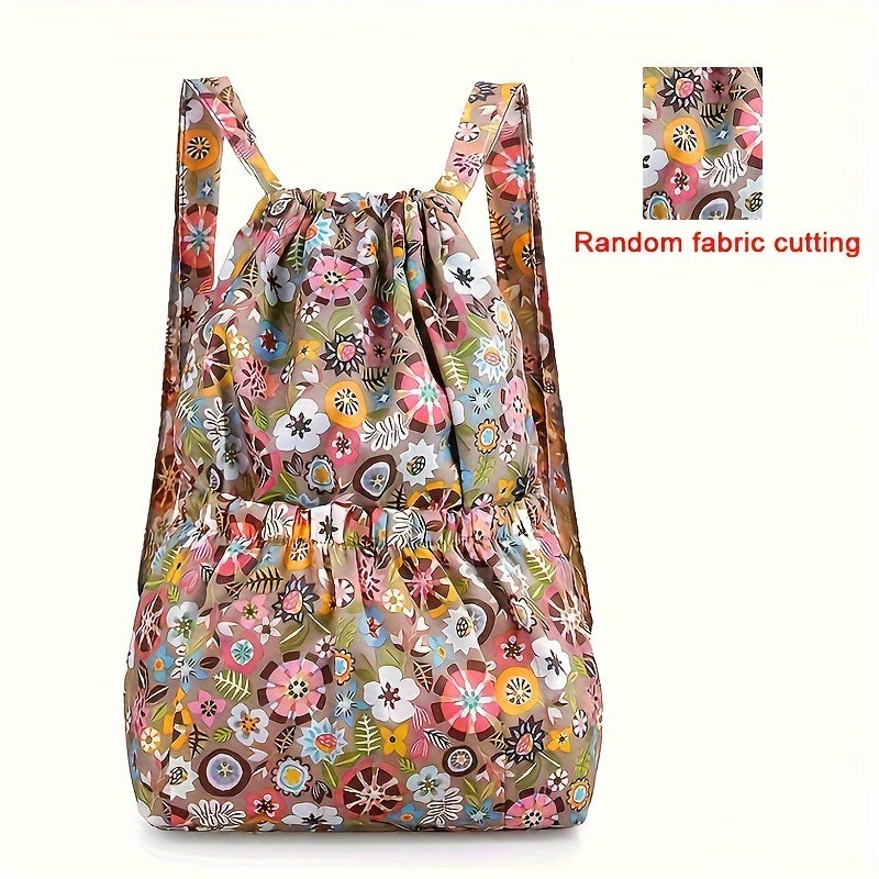 Geometric Nylon Backpack with Drawstring Closure – Perfect for Travel and Sports Activities