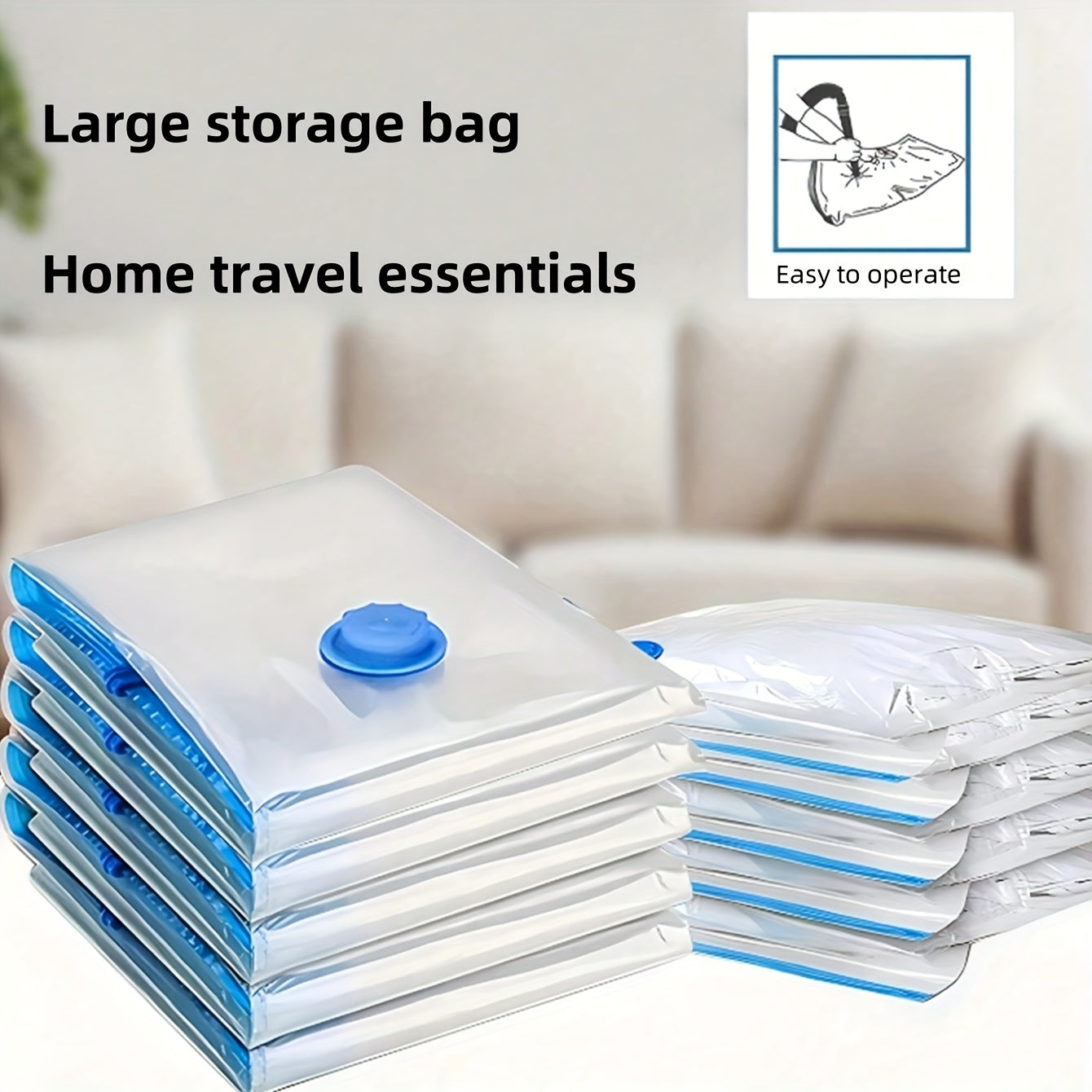 Set of Extra Large Vacuum Storage Bags – Reusable, Waterproof, and Space-Saving