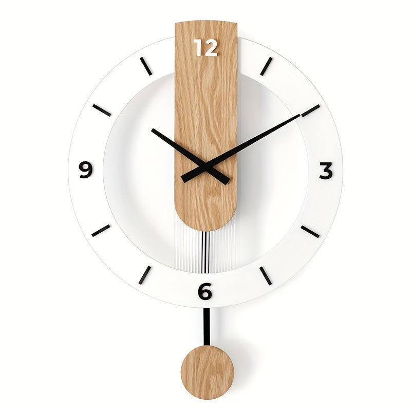 Creative Pendulum Wall Clock Made of Wood and Acrylic – Stylish and Silent Decoration