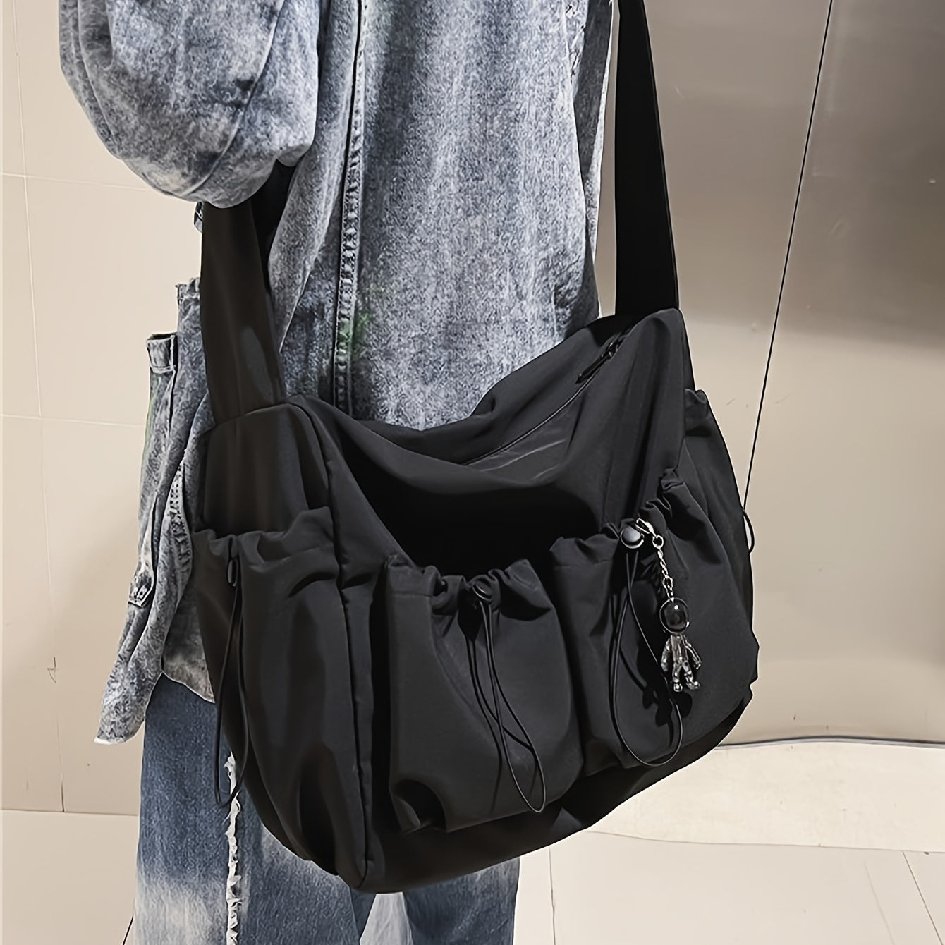 UrbanEase Crossbody Bag – Drawstring Shoulder Bag with Large Capacity