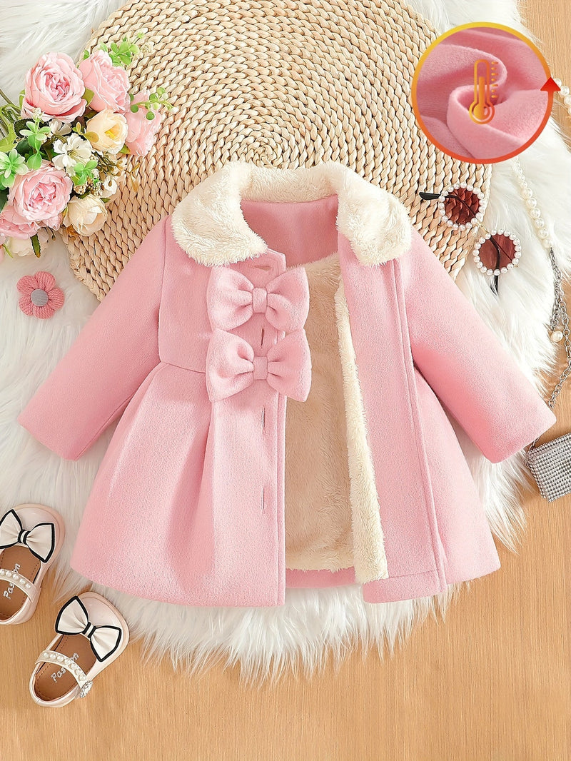 Lotte Winter Coat for Kids - Elegant with Bow and Plush Collar for Cold Days