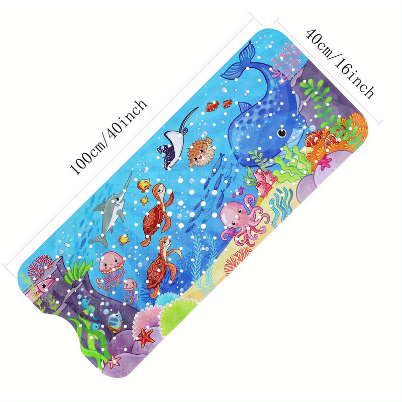 Extra-Long Non-Slip Bath Mat – Machine Washable with Suction Cups