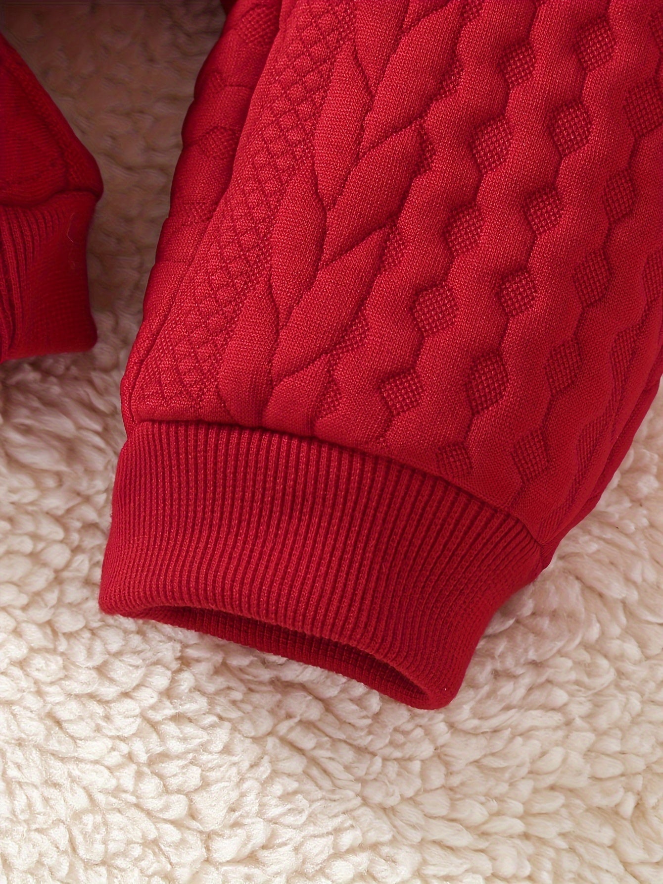 Luna Baby Romper – Cute Red Quilted Onesie with Bows for Winter