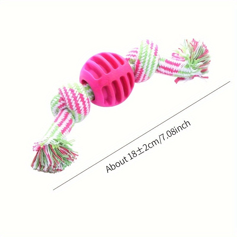Interactive Dog Chew Toy – With Colorful Knots and Rubber Ball