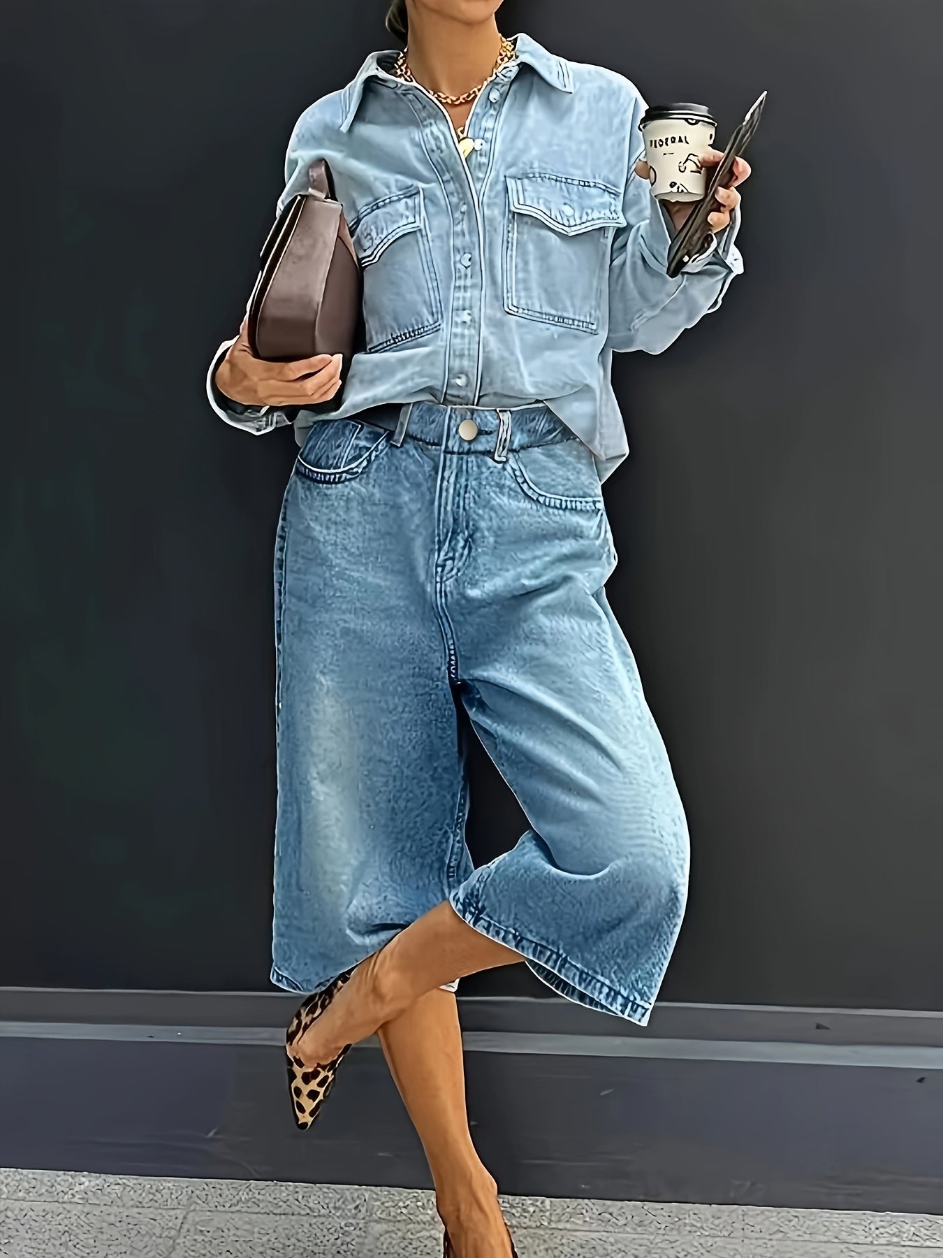 Plus Size High-Waisted Stretch Denim Shorts – Casual Wide Summer Pants with Pockets