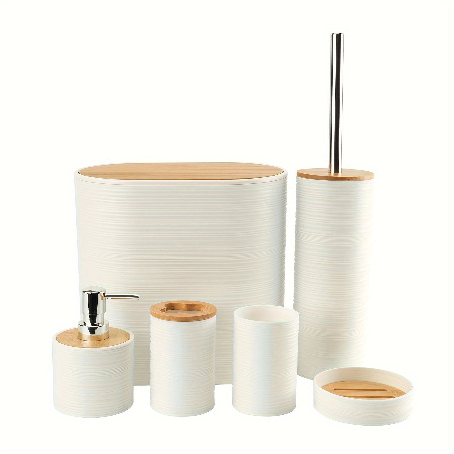 Modern Bathroom Set with Bamboo Accents – Organized and Elegant in One