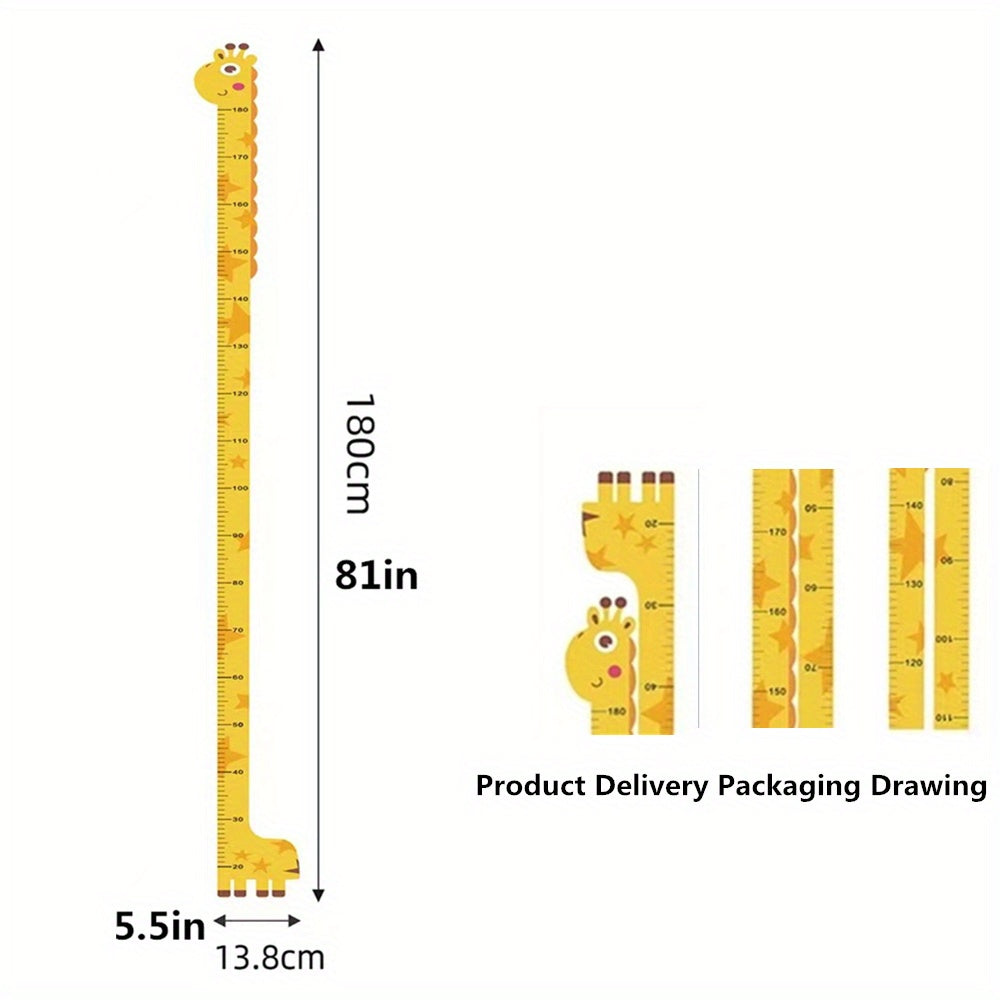 Cute Giraffe Growth Height Chart for Kids - Easy to Stick and with Colorful Tail