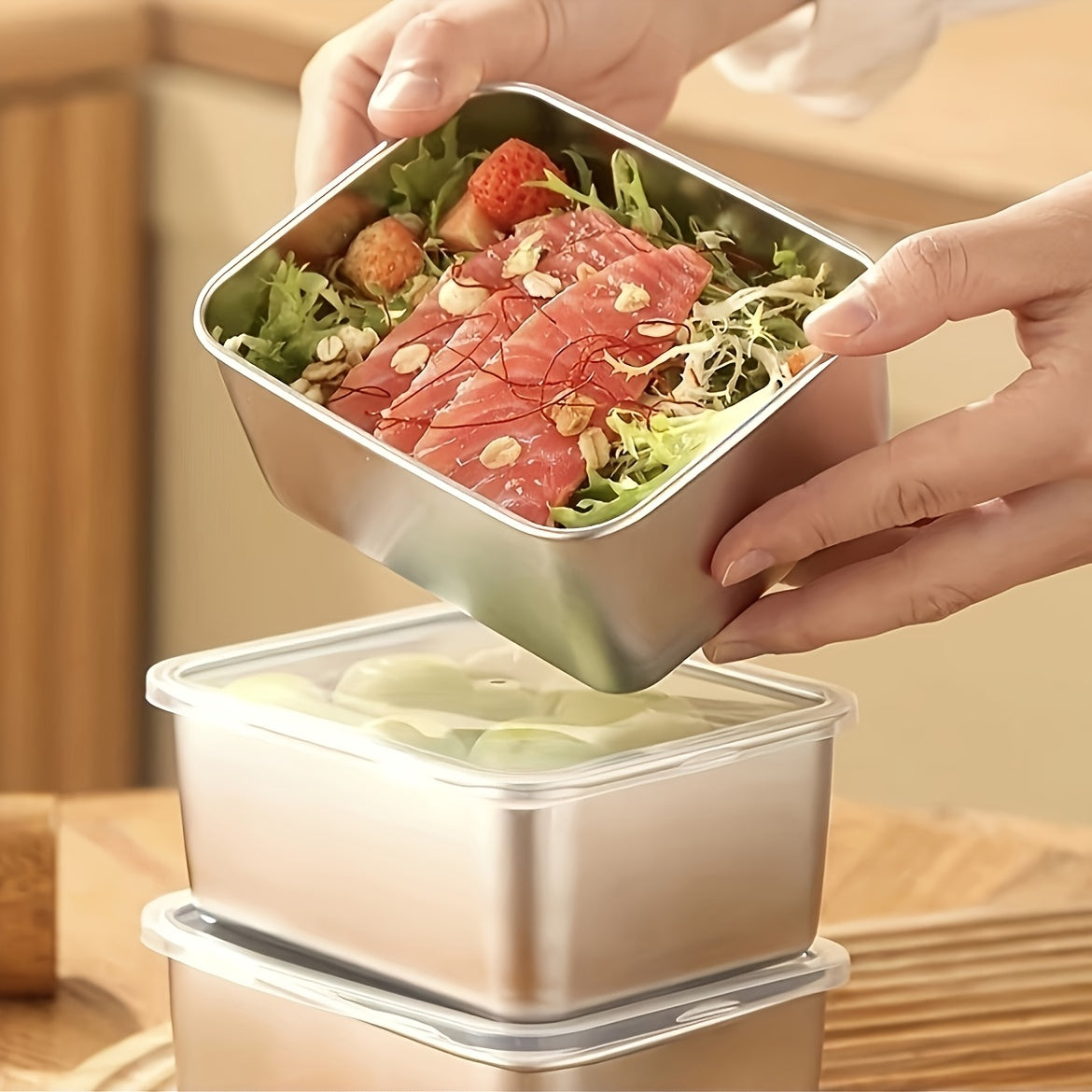 7-Piece Stainless Steel Food Storage Set – Leak-Proof and Stackable Containers for Home or Outdoor