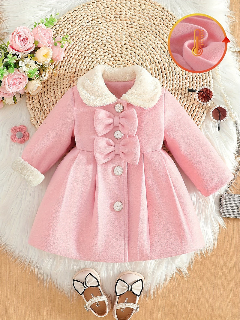 Lotte Winter Coat for Kids - Elegant with Bow and Plush Collar for Cold Days