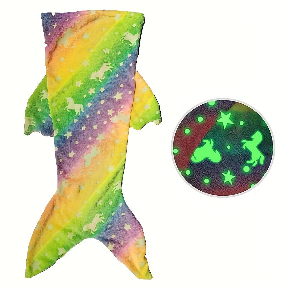 Magical Mermaid Sleeping Bag with Glow-in-the-Dark Effect – Soft Fleece Blanket for Children