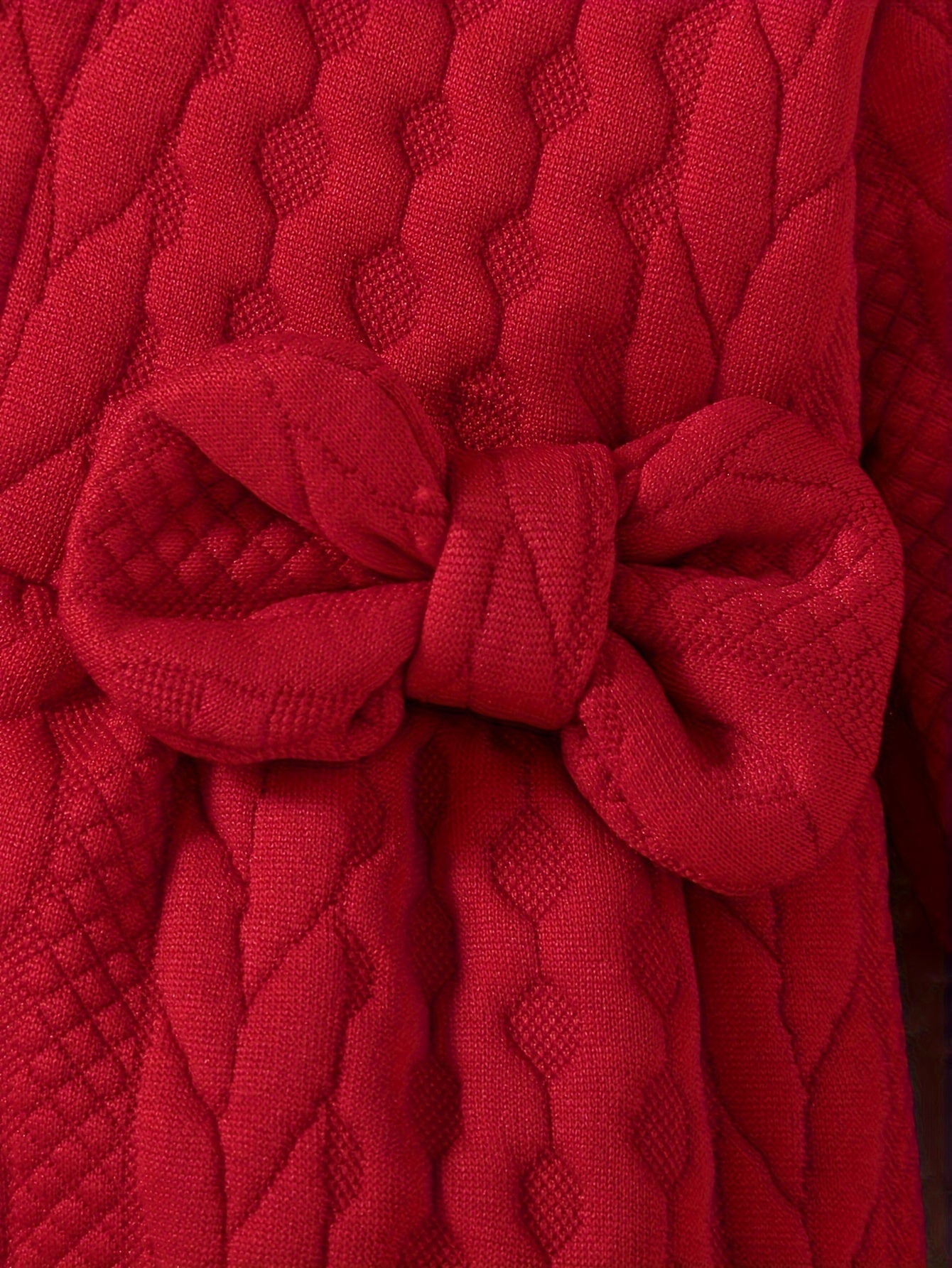 Luna Baby Romper – Cute Red Quilted Onesie with Bows for Winter