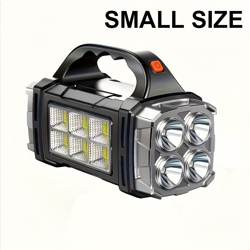 Super Bright LED Spotlight – Rechargeable Power Bank with USB and Solar Energy for Outdoor Adventures