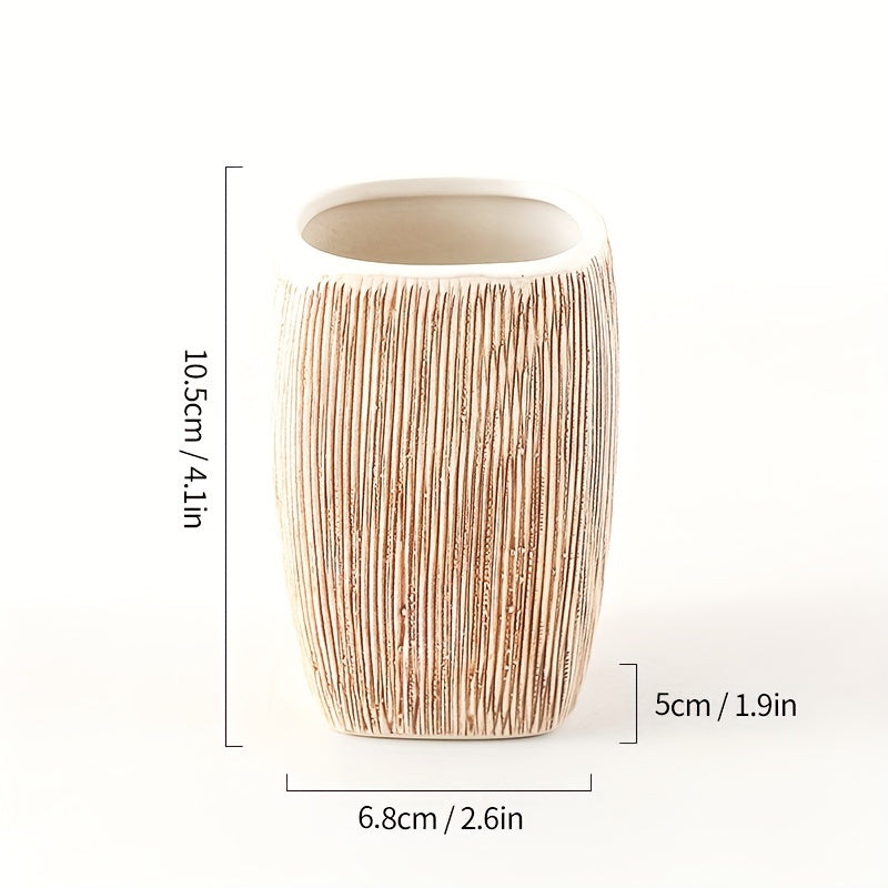 Wood Grain Style Ceramic Bathroom Set – Luxury Accessories for a Natural Touch in Your Bathroom