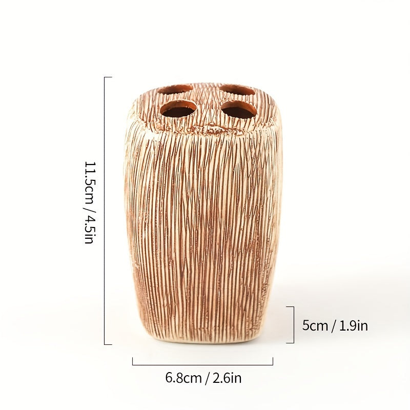 Wood Grain Style Ceramic Bathroom Set – Luxury Accessories for a Natural Touch in Your Bathroom