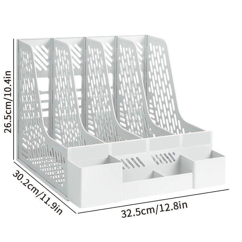 Desktop Document Organizer – 4 Compartments, Space-Saving, Removable, and Suitable for Office Supplies