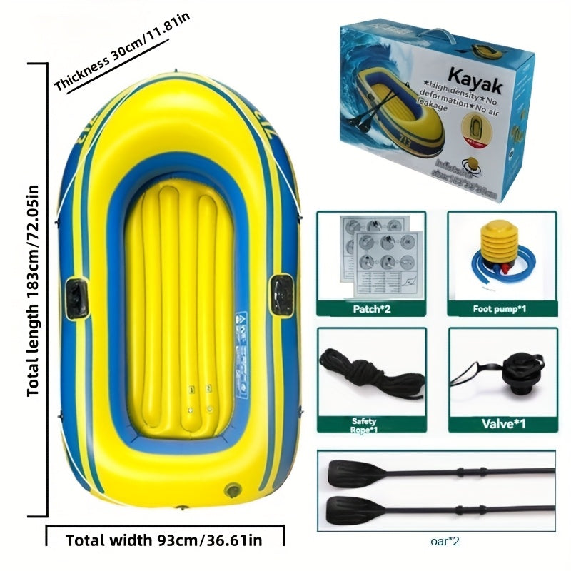 Inflatable Fishing Boat Set – Lightweight 2-Person PVC Boat with Oars