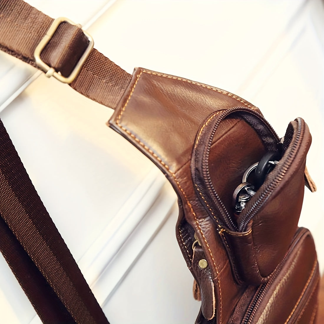Vintage Classic Leather Sling Bag – Compact and Durable