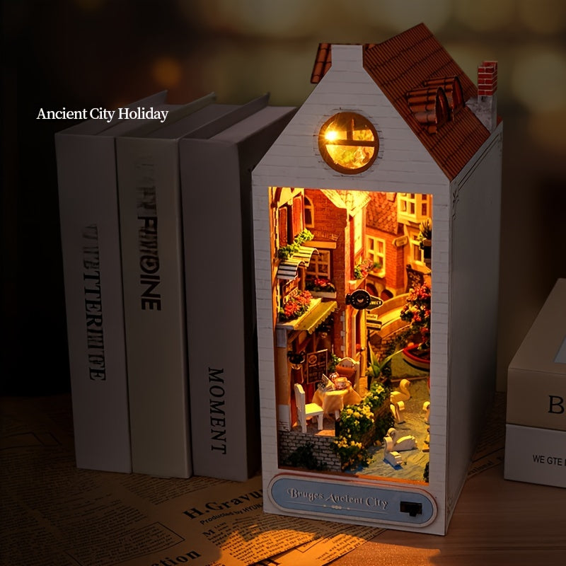 DIY Bruges House Book Stand – 3D Wooden Model of the Old Town