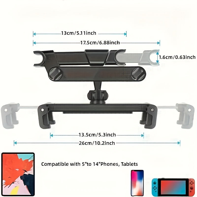 Car Headrest Tablet Holder – Adjustable Mount for Tablets and Smartphones