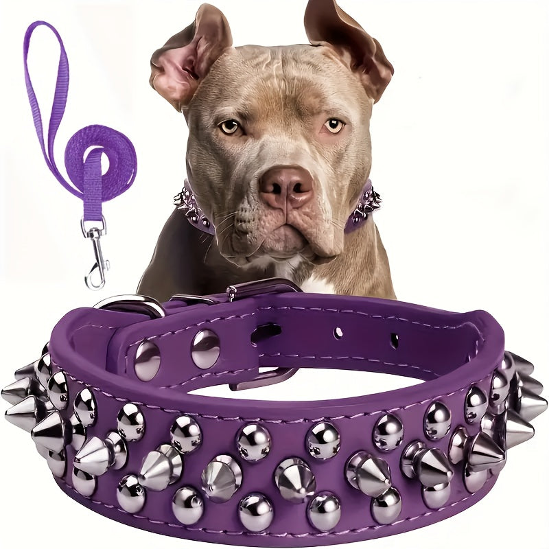 Adjustable Spiked Dog Collar - Strong and Safe for Large Dogs