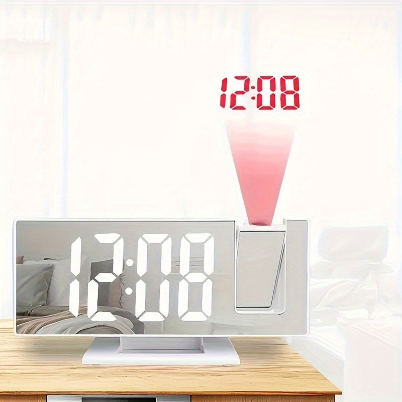 Digital Mirror Alarm Clock with Projection – Large LED Display and Multifunctional Alarm Feature
