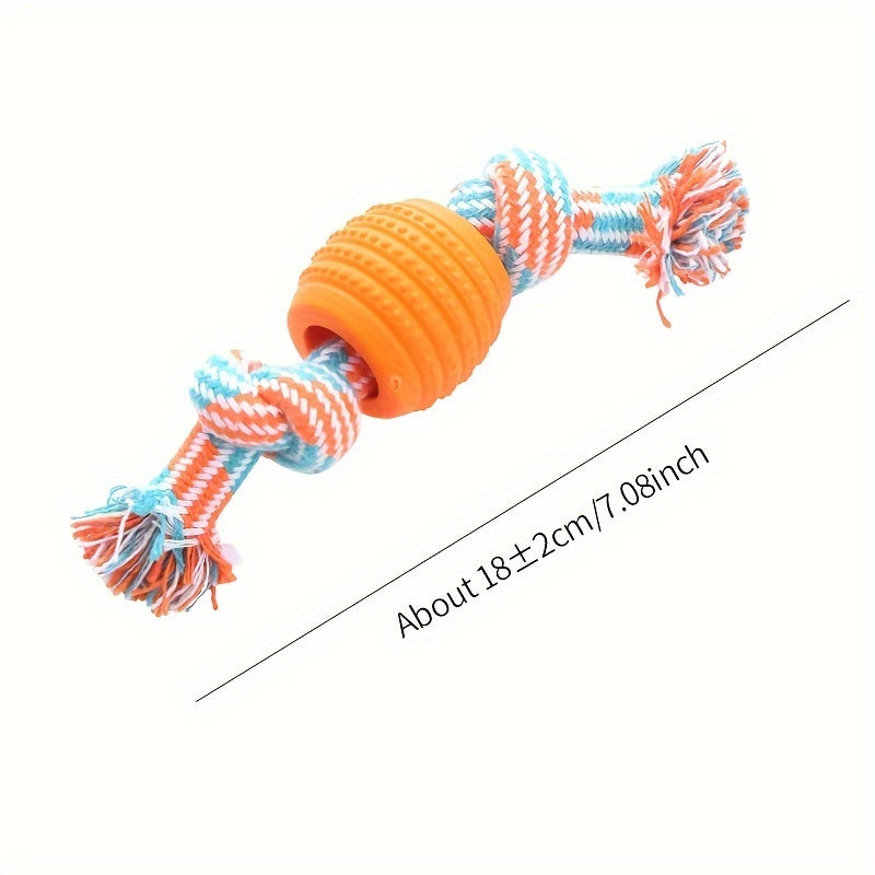 Interactive Dog Chew Toy – With Colorful Knots and Rubber Ball