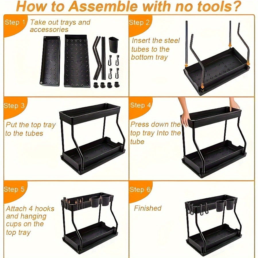 Compact 2-Tier Storage Rack – Smart and Space-Saving for Any Cabinet