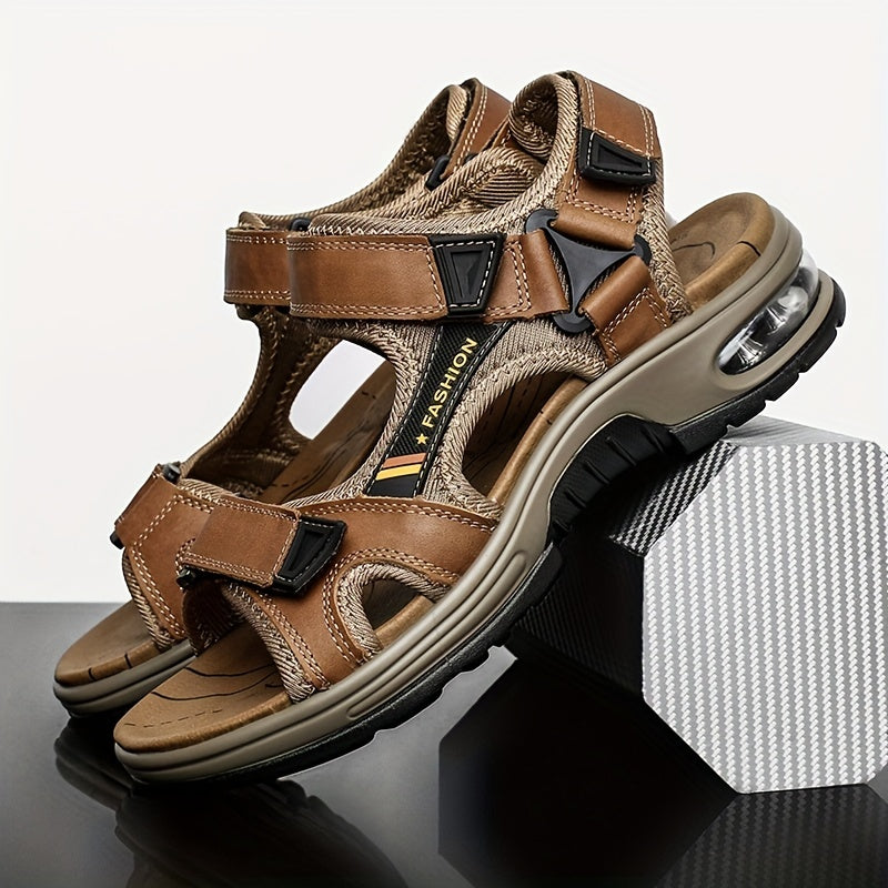 Premium Men's Leather Sandals – Adjustable and Shock-Absorbing