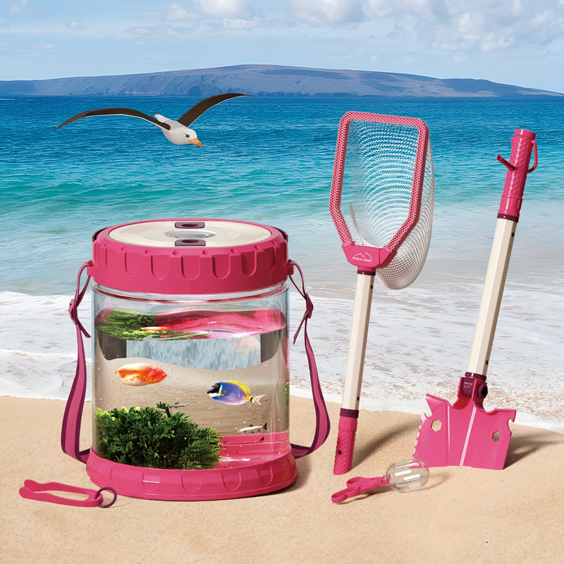 Beach Adventure Playset for Kids – Complete with Foldable Bucket, Shovel, and Net for Outdoor Exploration