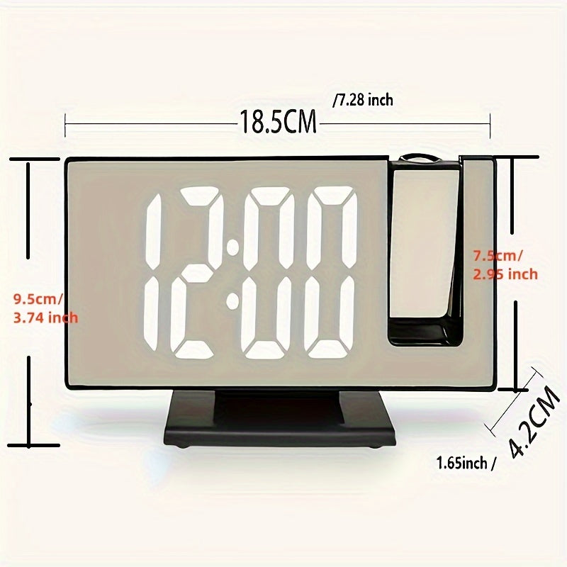 Digital Mirror Alarm Clock with Projection – Large LED Display and Multifunctional Alarm Feature