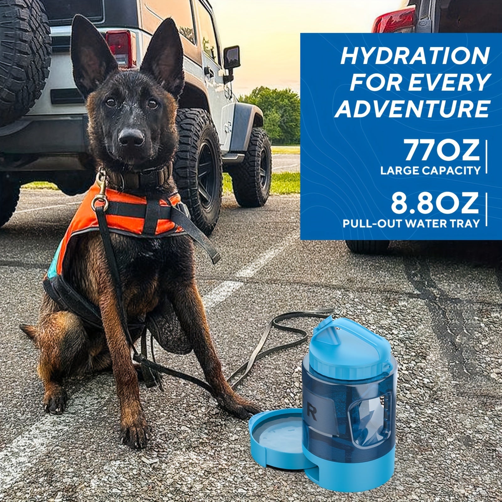 Large Capacity 74oz Dog Water Bottle – Portable Bowl for Outdoor Adventures