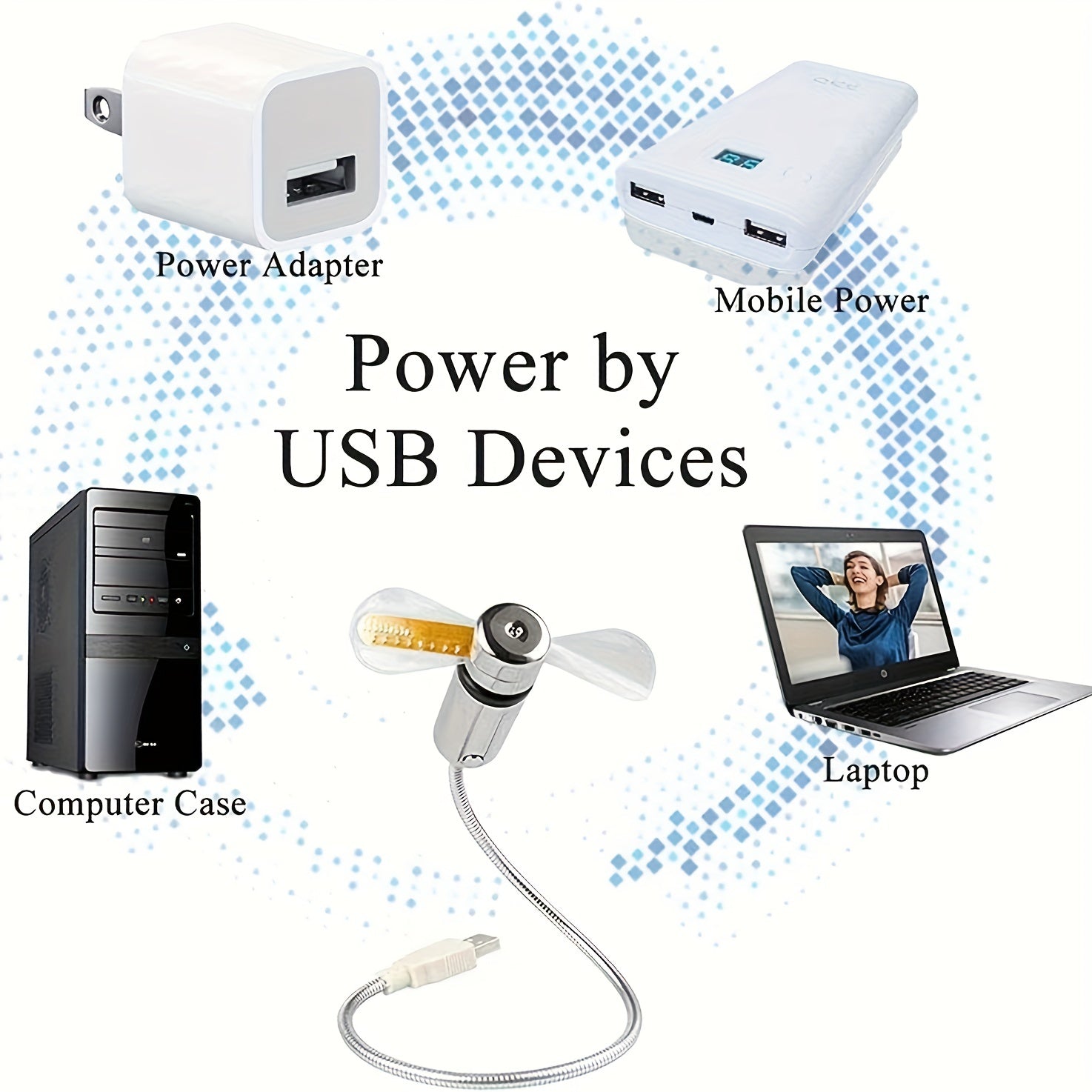 Portable USB LED Clock Fan with Time Display